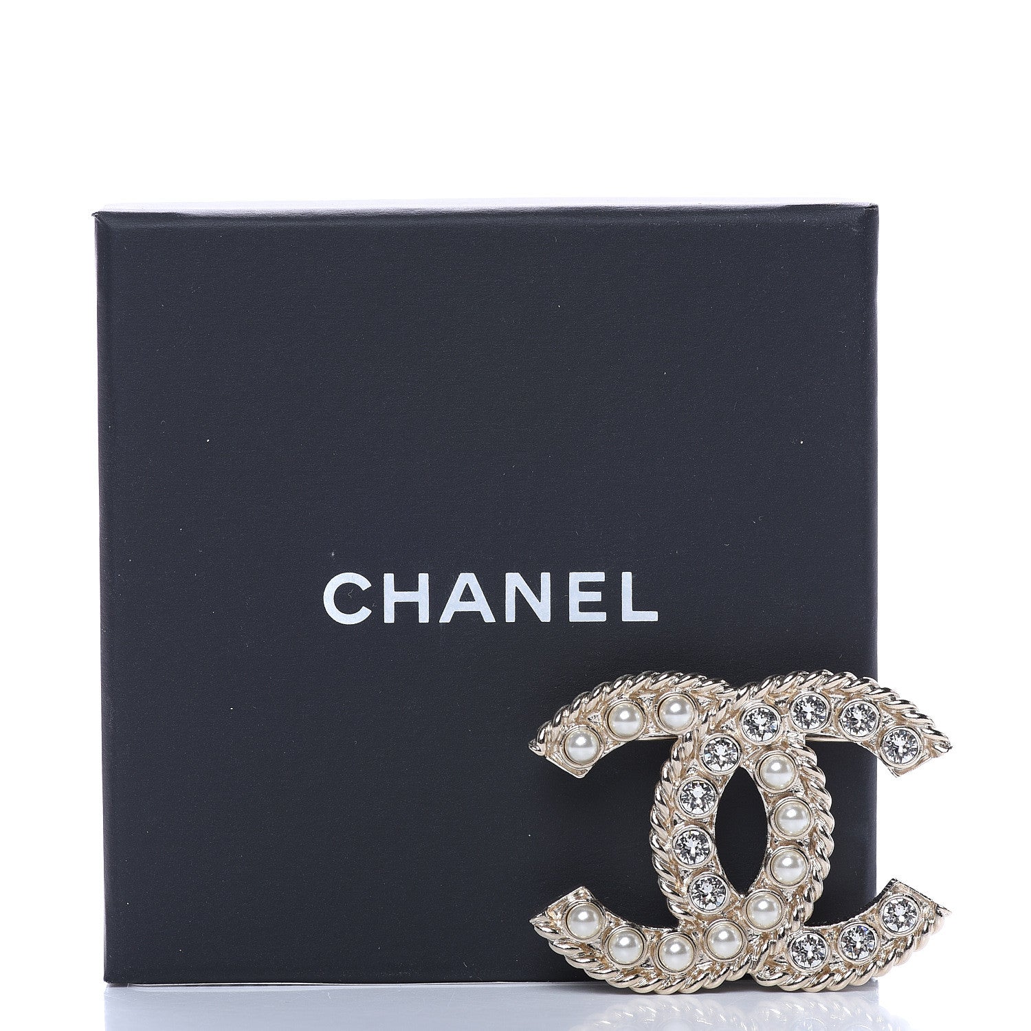 Chanel Pearl Crystal April In Paris CC Brooch Gold 5 of 5