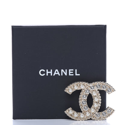 Chanel Pearl Crystal April In Paris CC Brooch Gold 5 of 5