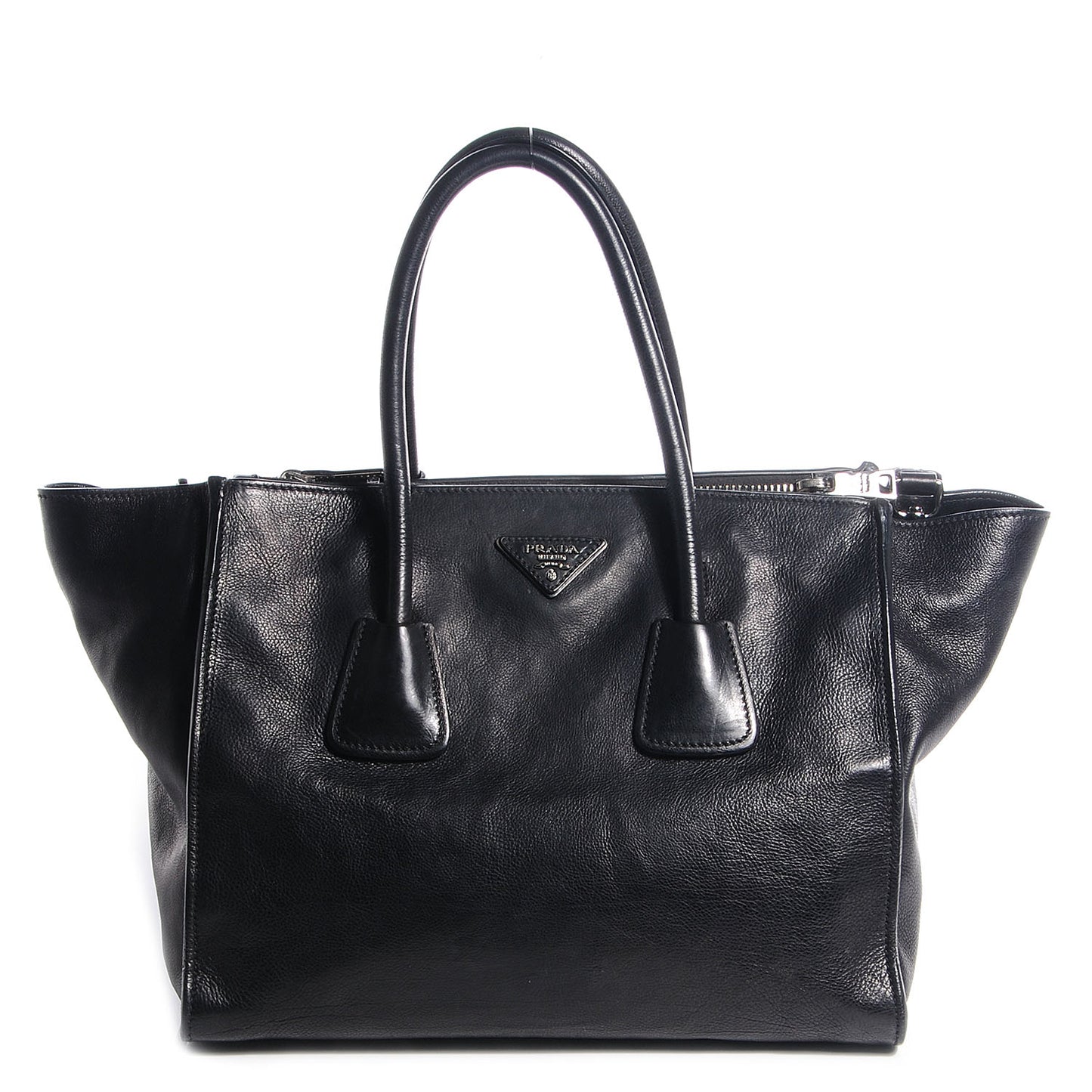Glace Calf Twin Pocket Tote Nero Black