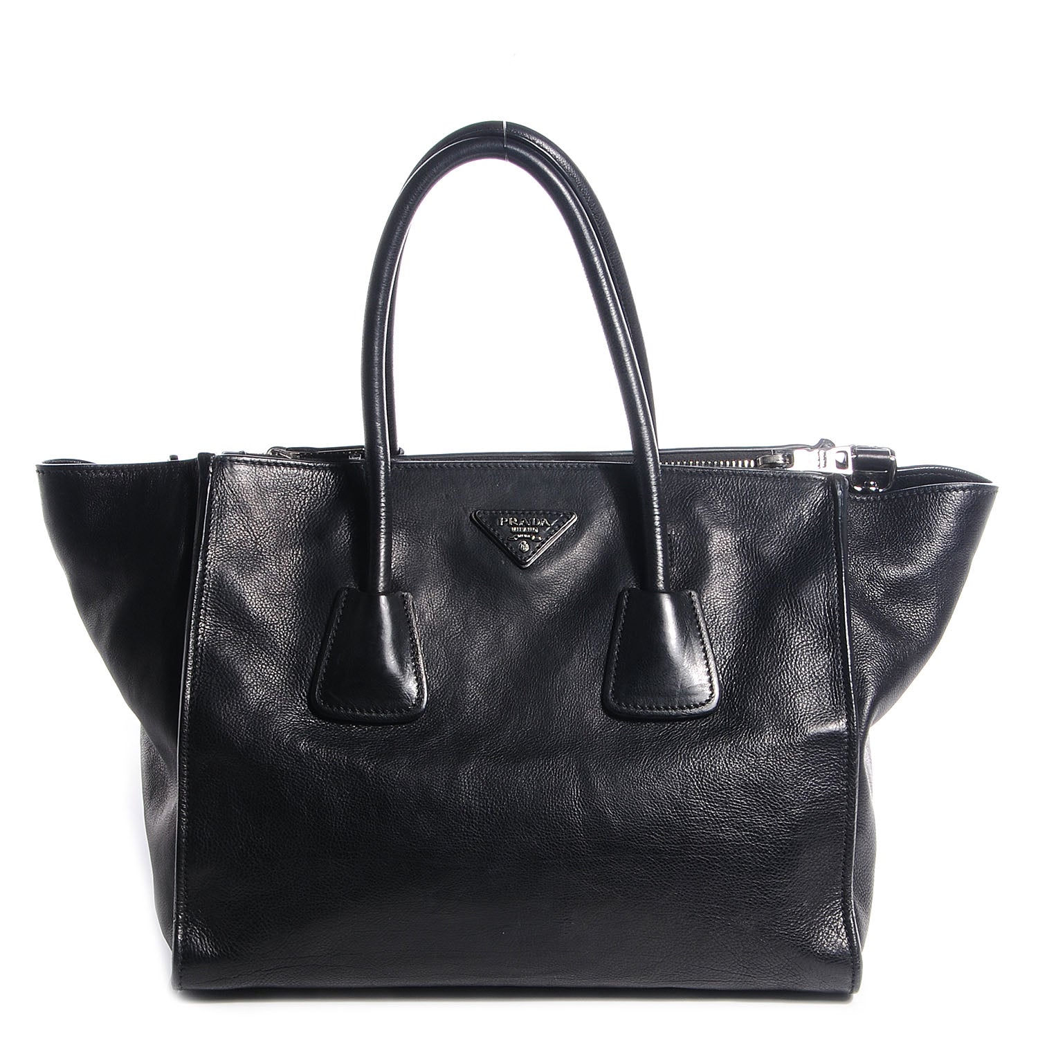 Prada Glace Calf Twin Pocket Tote Nero Black 1 of 14