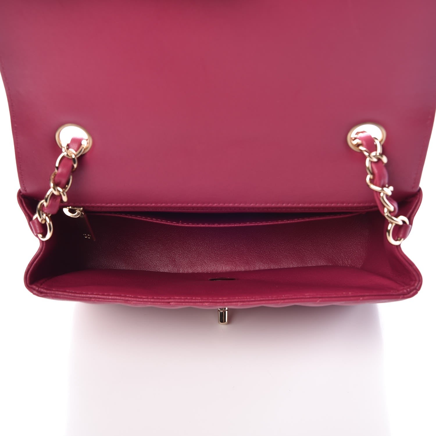 Chanel Lambskin Chevron Quilted Mini Rectangular Flap Fuchsia 5 of 8