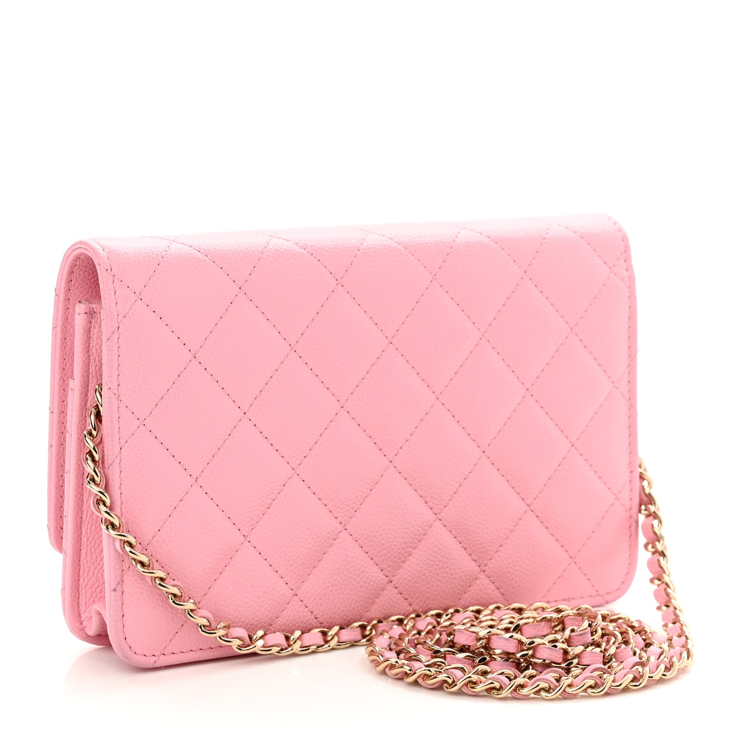 Chanel Caviar Quilted Chain CC Wallet On Chain WOC Pink 3 of 12