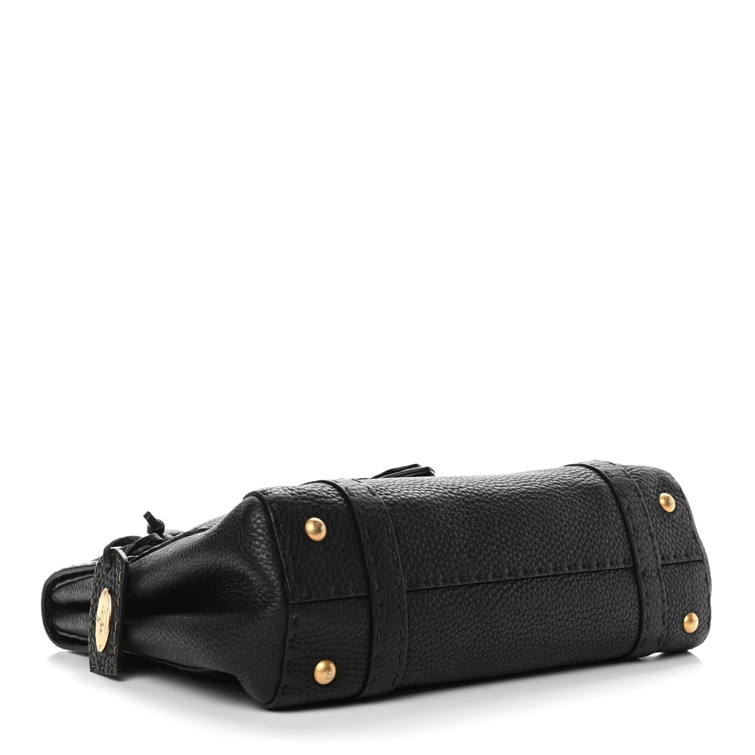 Fendi Calfskin Romano Selleria Medium Linda Satchel Black 3 of 5