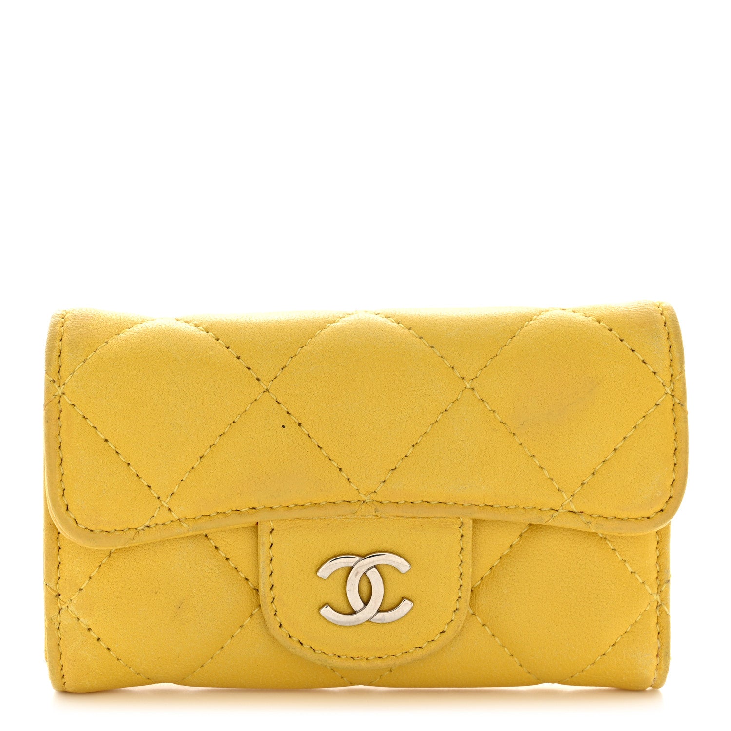 Chanel Lambskin Quilted 6 Key Holder Yellow 1 of 16