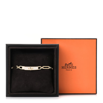 Hermes 18K Yellow Gold Diamond Pave PM Kelly Chaine Bracelet ST 4 of 4
