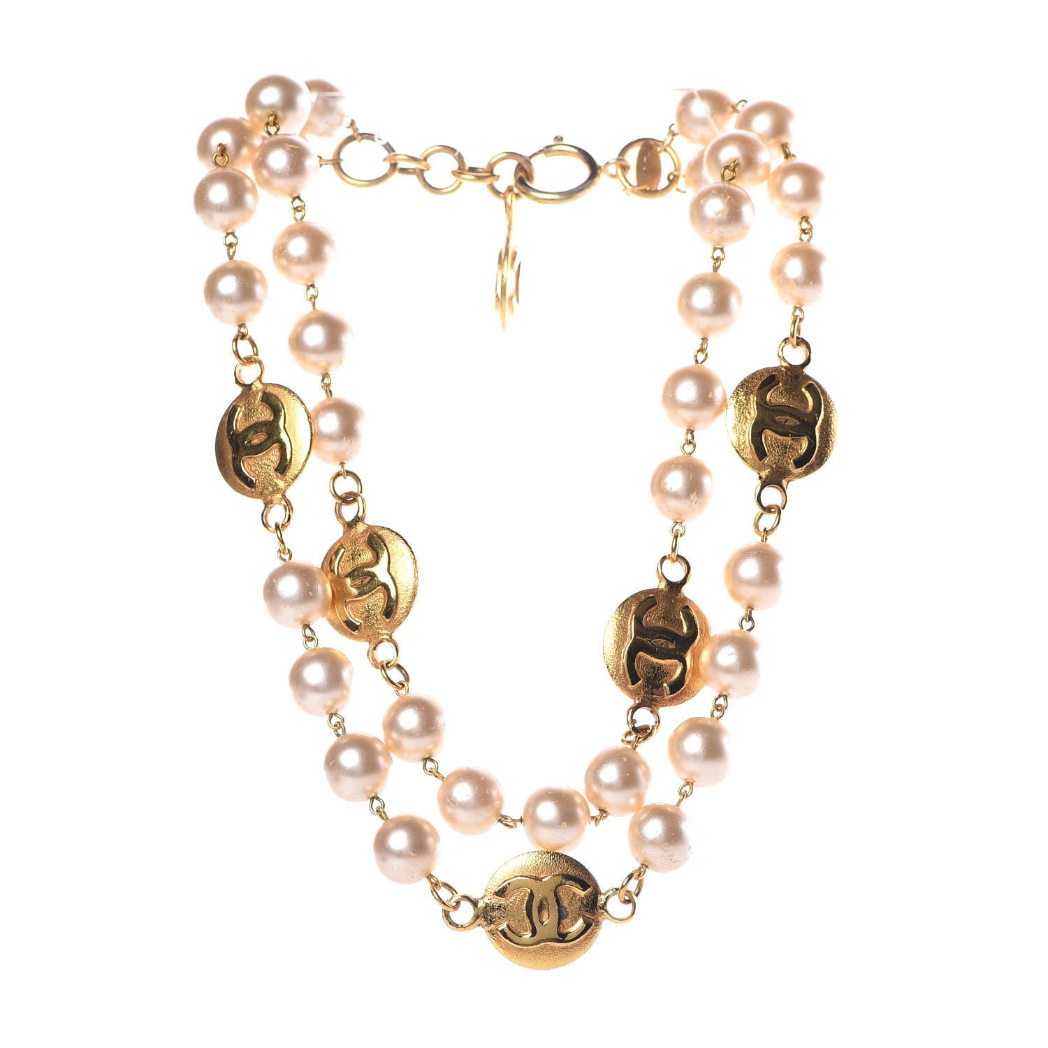 Chanel Pearl CC Necklace Gold 3 of 7