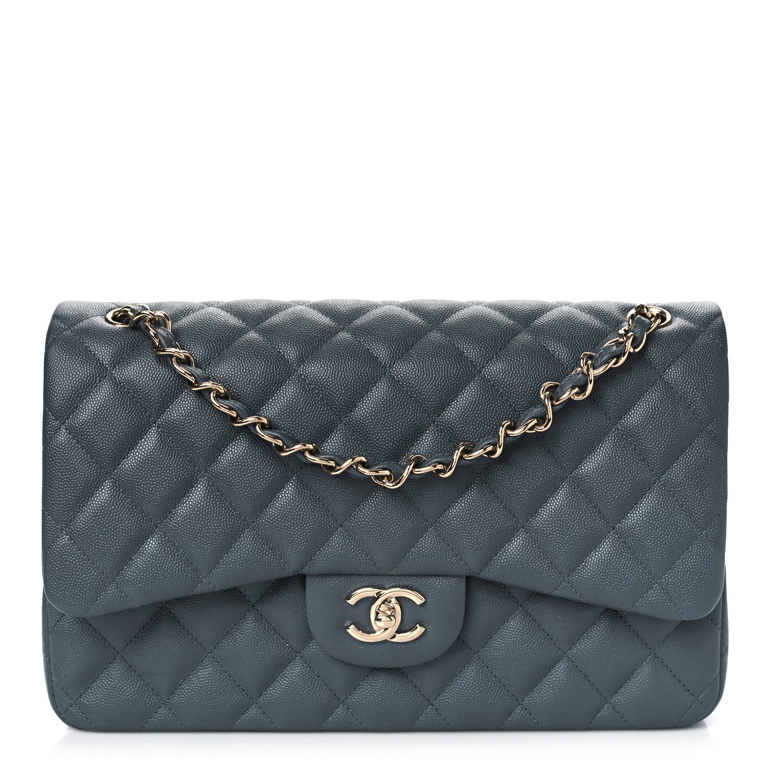 Chanel Caviar Quilted Jumbo Double Flap Dark Grey 1 of 8
