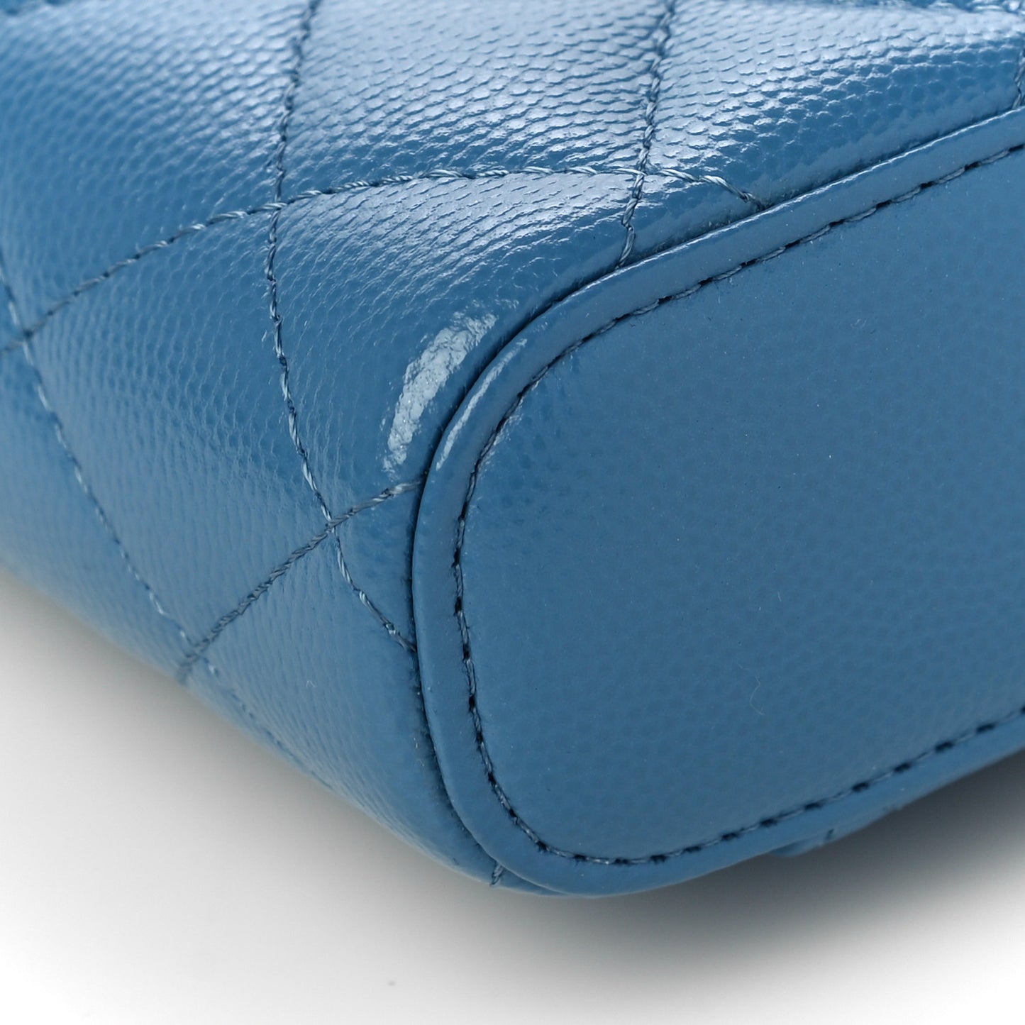 Caviar Quilted Phone Holder With Chain Blue