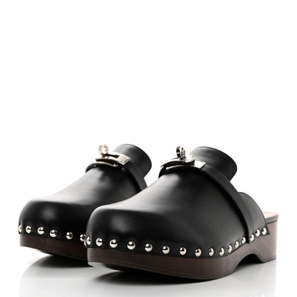 Hermes Calfskin Carlotta Mules 37 Black 3 of 9