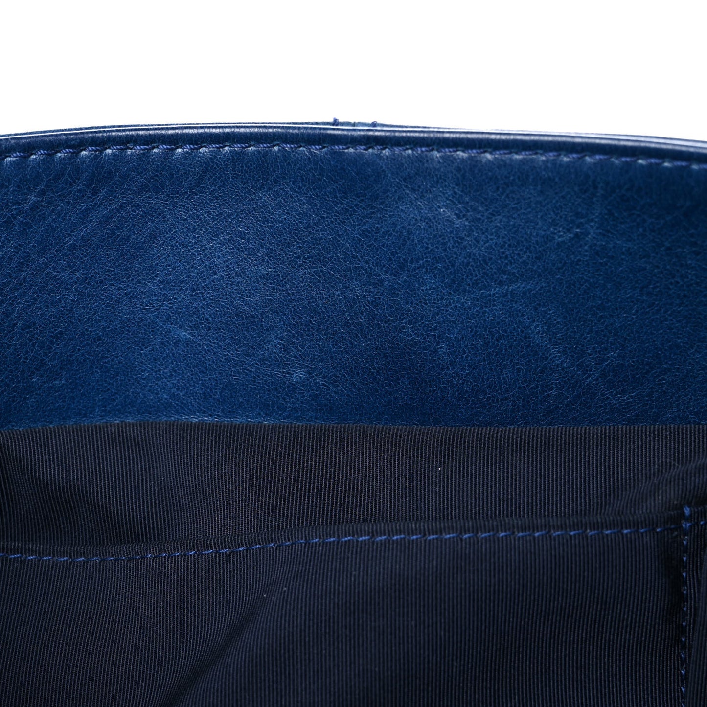Shiny Lambskin Quilted Large Trianon Messenger Flap Marine