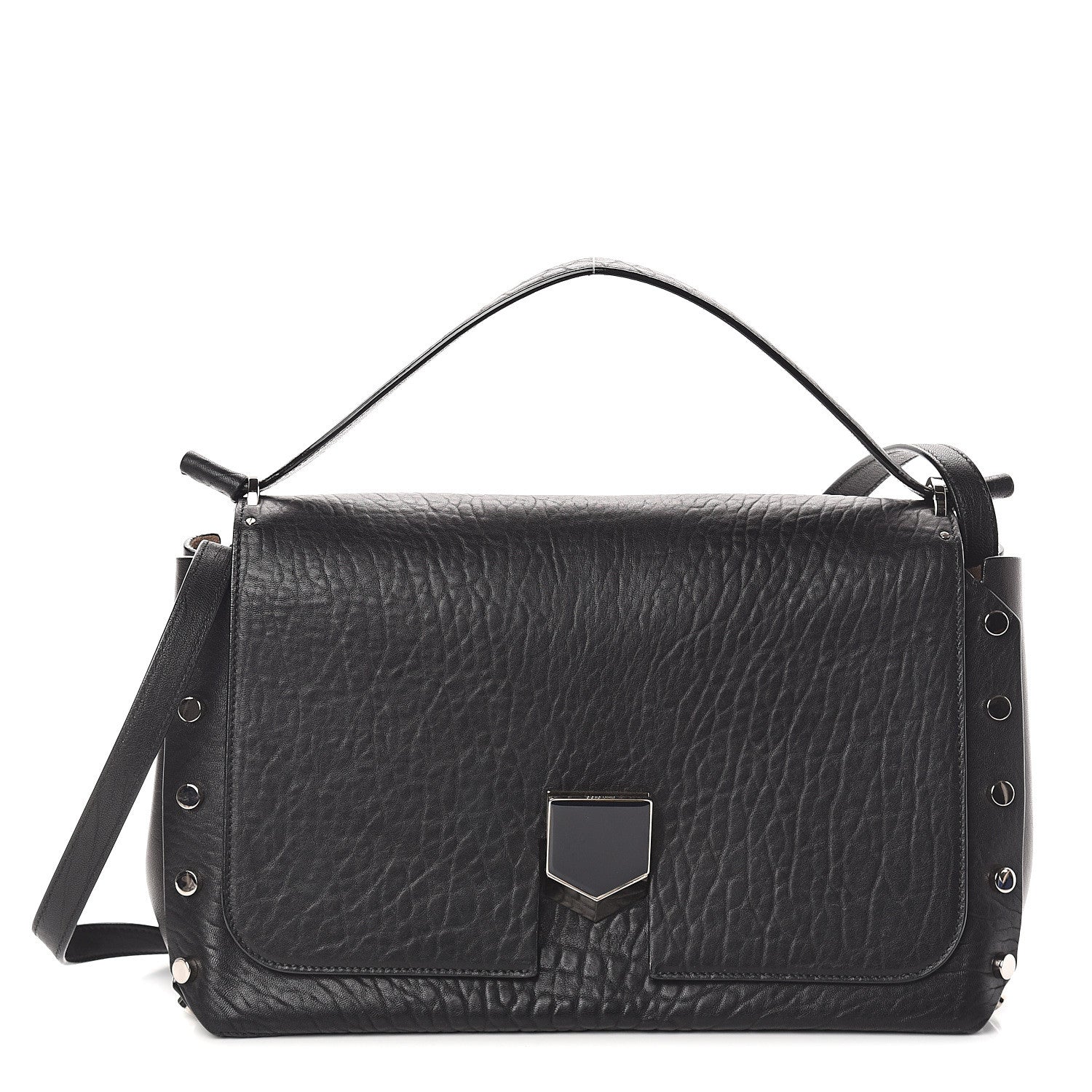Jimmy Choo Grainy Calfskin Medium Lockett Shoulder Bag Black 1 of 8