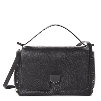 Jimmy Choo Grainy Calfskin Medium Lockett Shoulder Bag Black 1 of 8