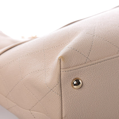 Chanel Crumpled Grained Calfskin Zip and Carry Shopping Tote Beige 11 of 12