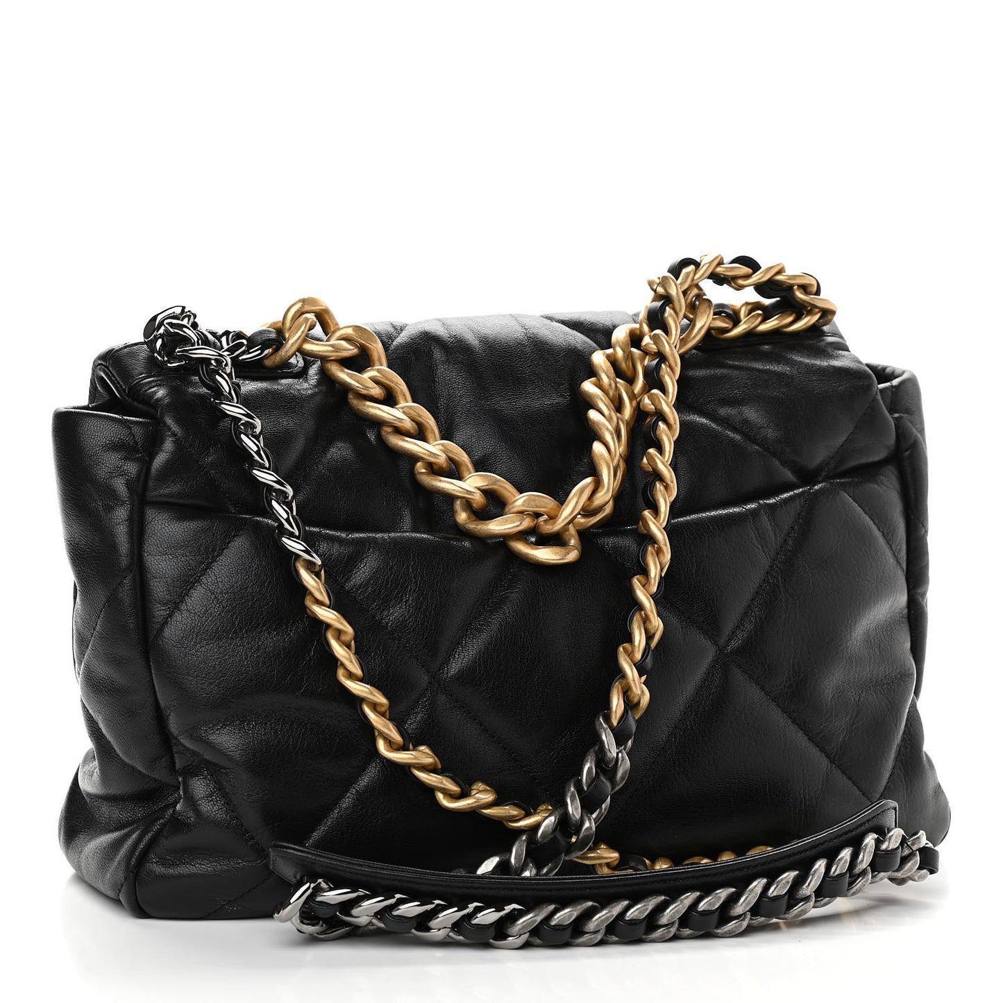 Goatskin Quilted Large Chanel 19 Flap Black