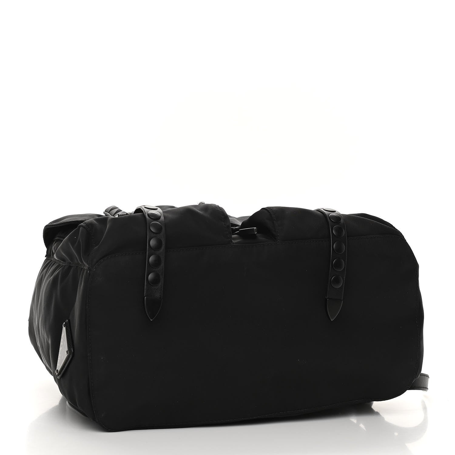 Prada Nylon New Vela Monochrome Studded Backpack Black 4 of 9