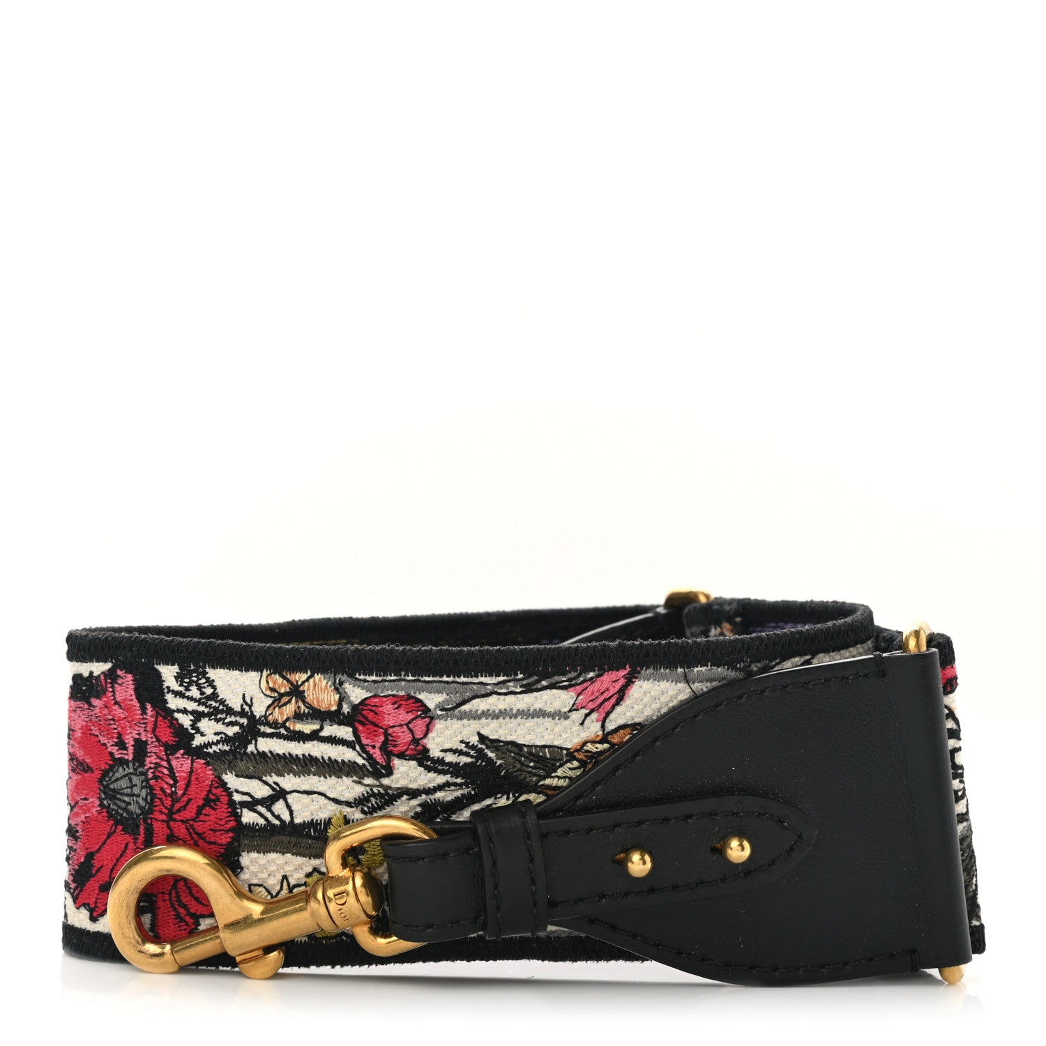 Christian Dior Lambskin Canvas Embroidered Floral Shoulder Strap Multicolor 1 of 5