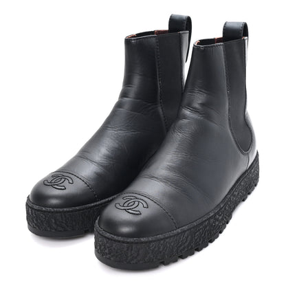 Chanel Calfskin Cap Toe CC Ankle Boots 39.5 Black 4 of 10