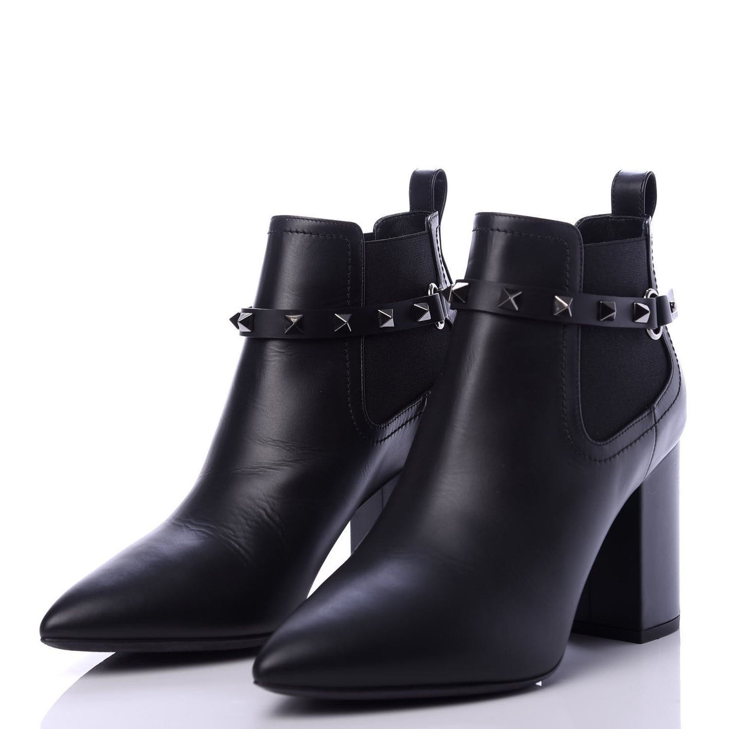 Calfskin Rockstud Chelsea 85mm Ankle Boots 38 Black