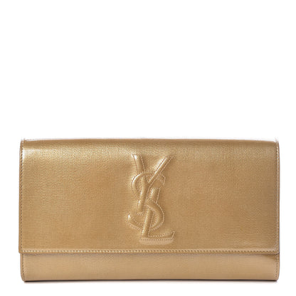 Saint Laurent Patent Linen Large Belle De Jour Clutch Champagne Gold 1 of 9
