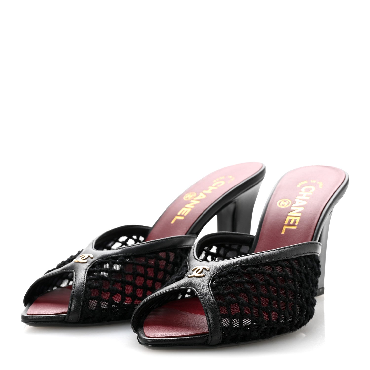 Chanel Mesh Cotton Lambskin CC Coco Beach Mules 38.5 Black 4 of 9