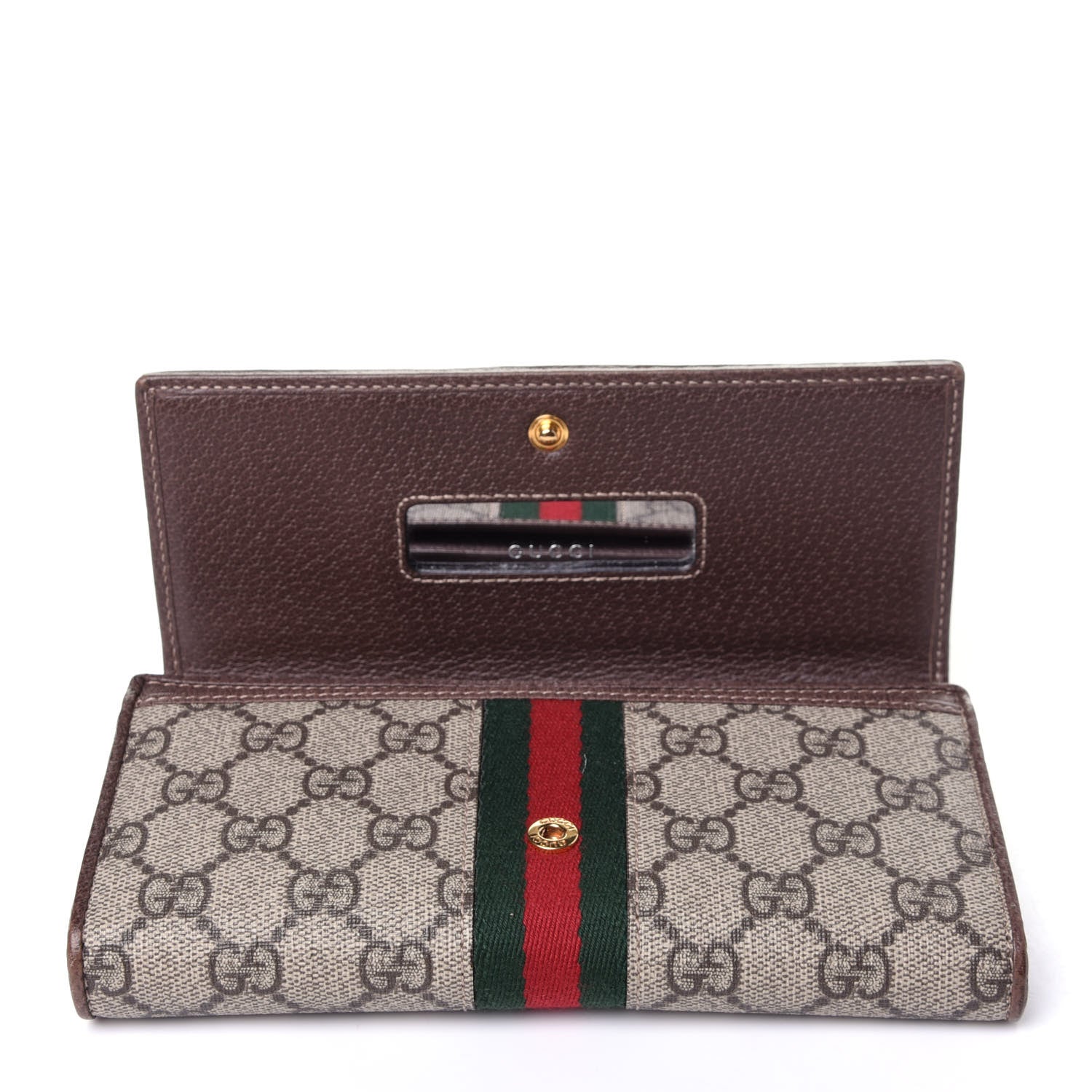 Gucci GG Supreme Monogram Web Ophidia Wallet On Chain Brown 10 of 12