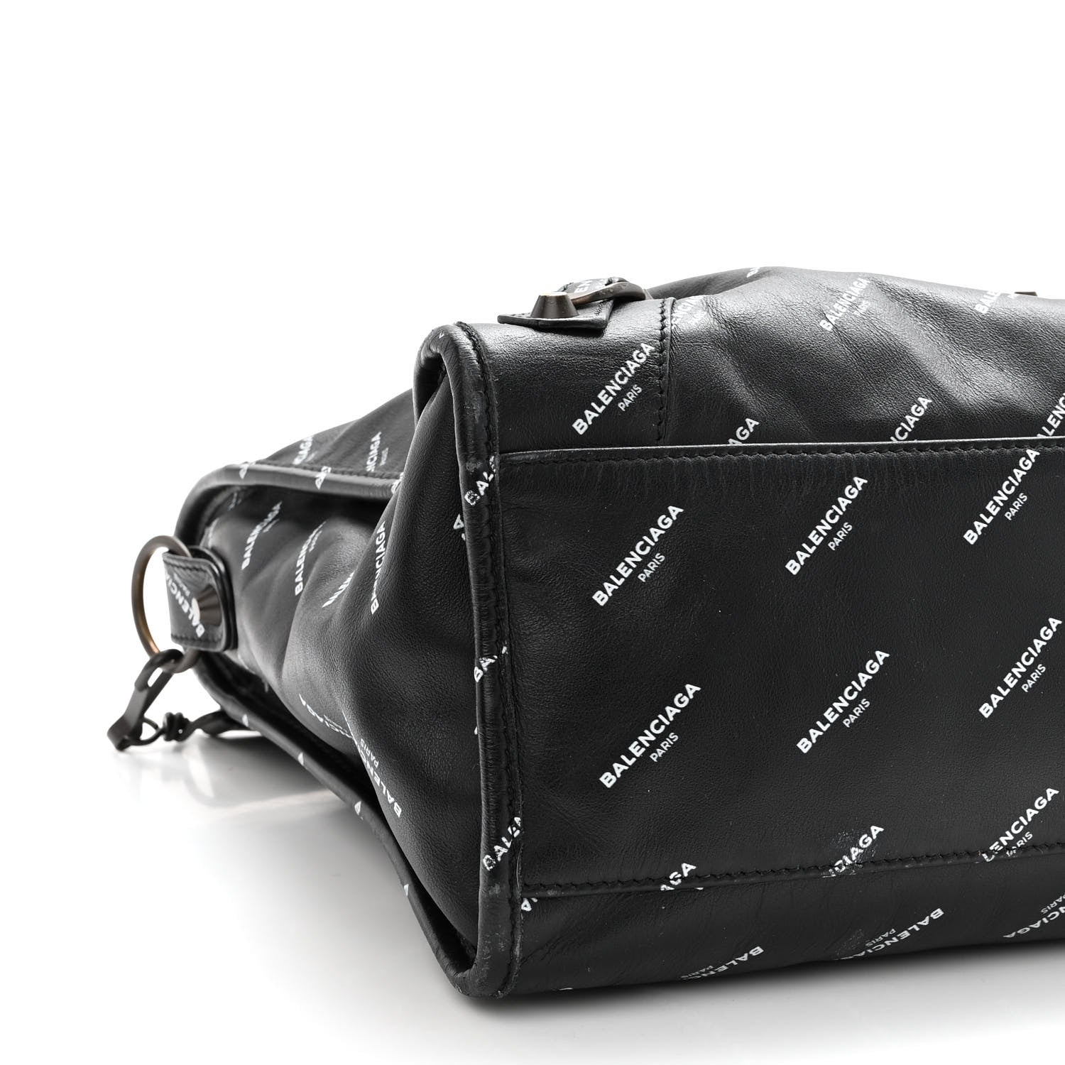 Balenciaga Veau Allover Logo Classic Hardware City Black White 8 of 9
