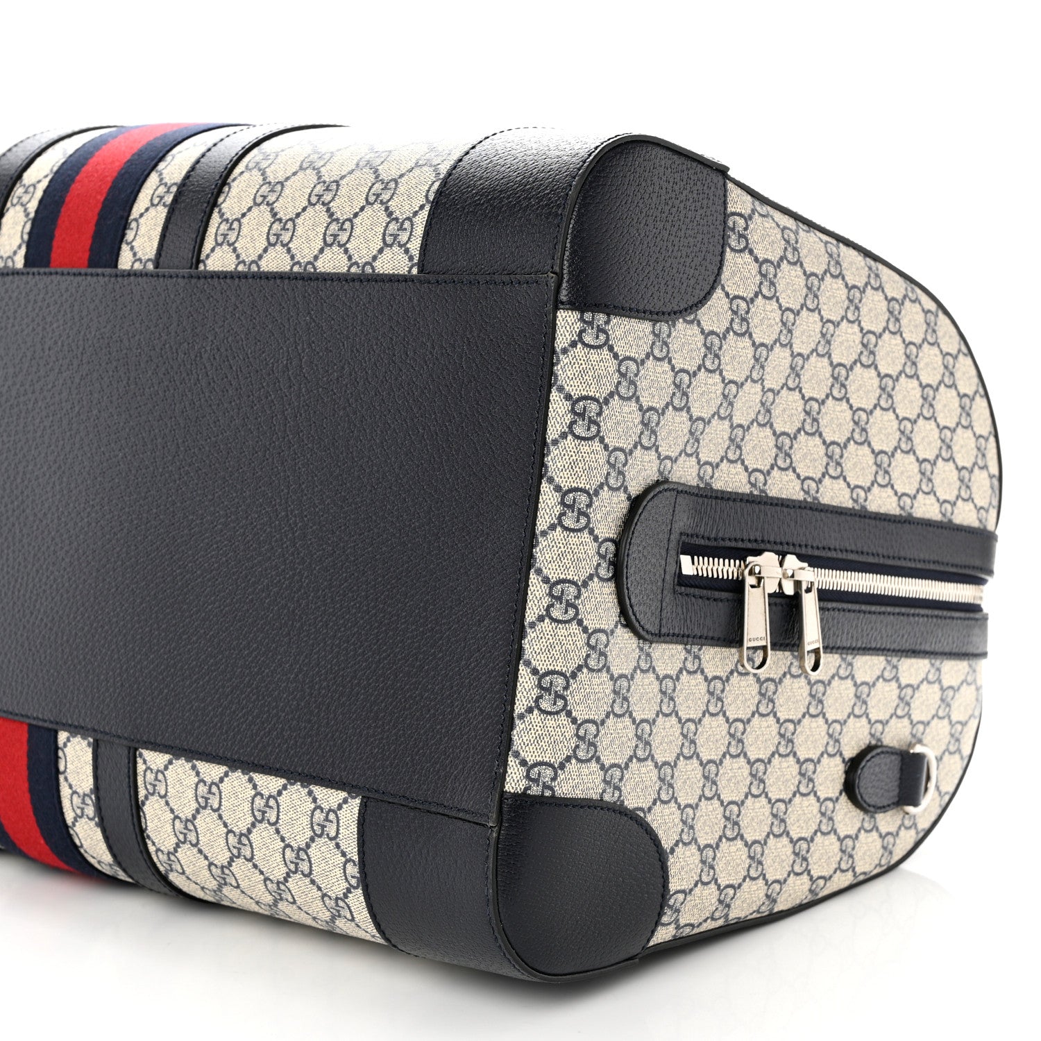 Gucci GG Supreme Monogram Textured Calfskin Web Large Ophidia Duffle Bag Beige Blue 9 of 9
