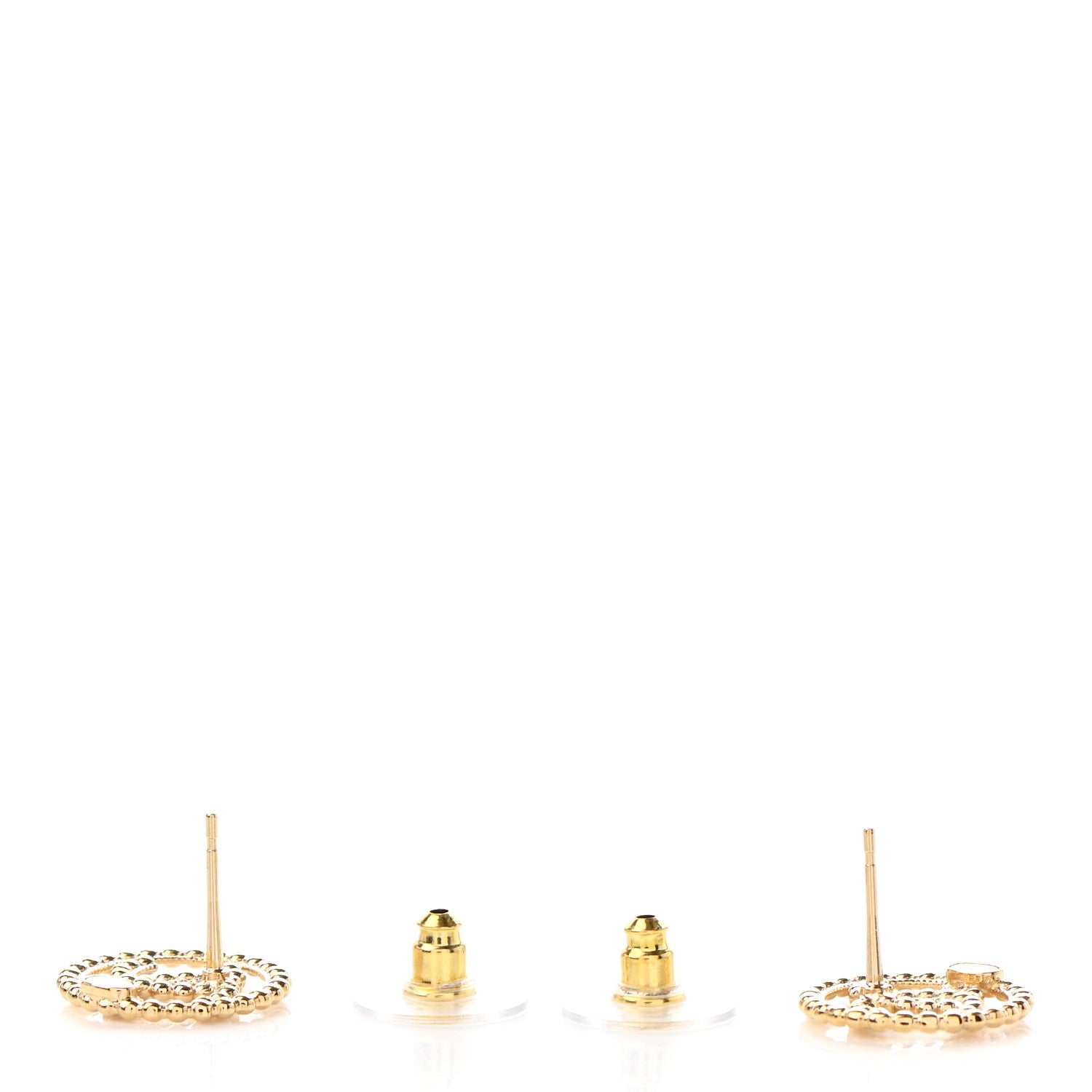 Chanel Metal Bead Round CC Stud Earrings Gold 3 of 4