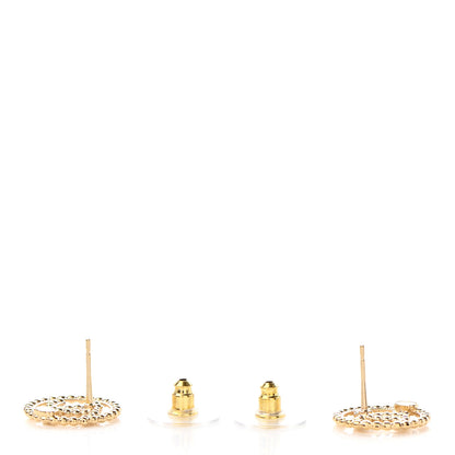 Chanel Metal Bead Round CC Stud Earrings Gold 3 of 4