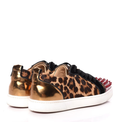 Christian Louboutin Pony Hair Spikes Orlato Flat Sneakers 38.5 Leopard 4 of 12