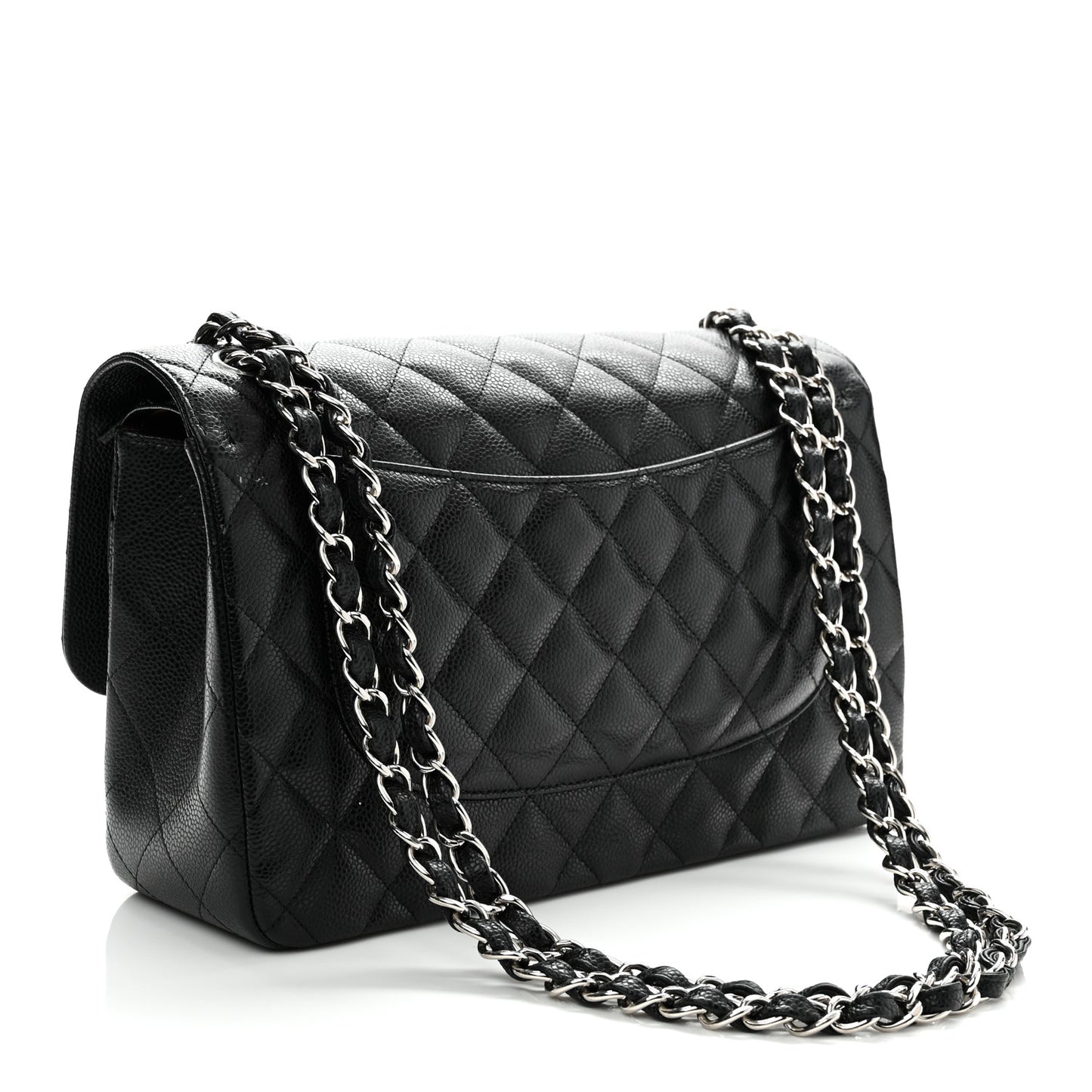 Caviar Quilted Jumbo Double Flap Black