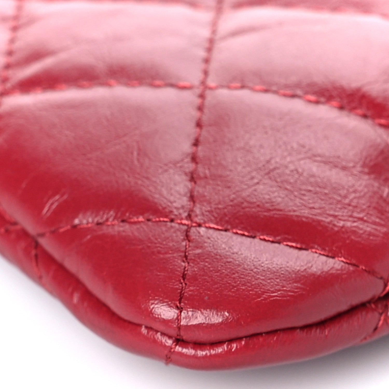 Chanel Aged Calfskin Quilted Small Reissue Cosmetic Case Red 9 of 10