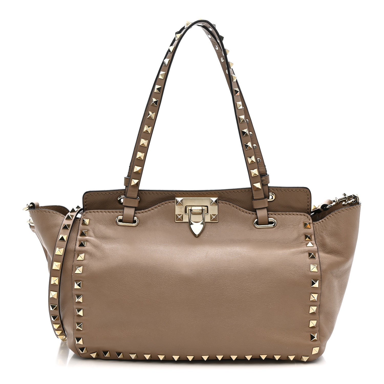 Valentino Garavani Vitello Small Rockstud Tote Beige 8 of 12