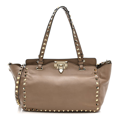 Valentino Garavani Vitello Small Rockstud Tote Beige 8 of 12