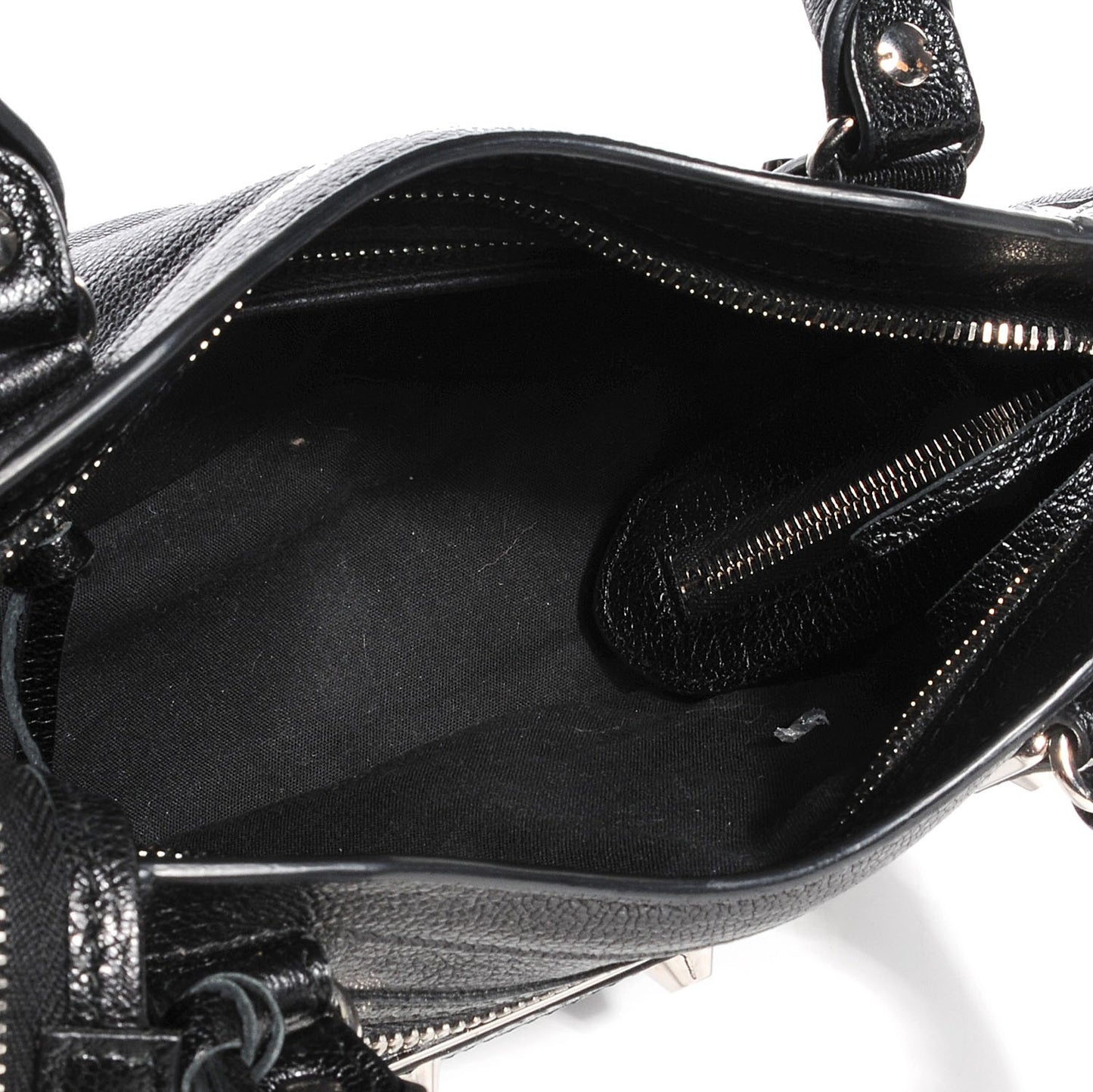 Chevre Silver Metallic Edge Hardware Mini City Black