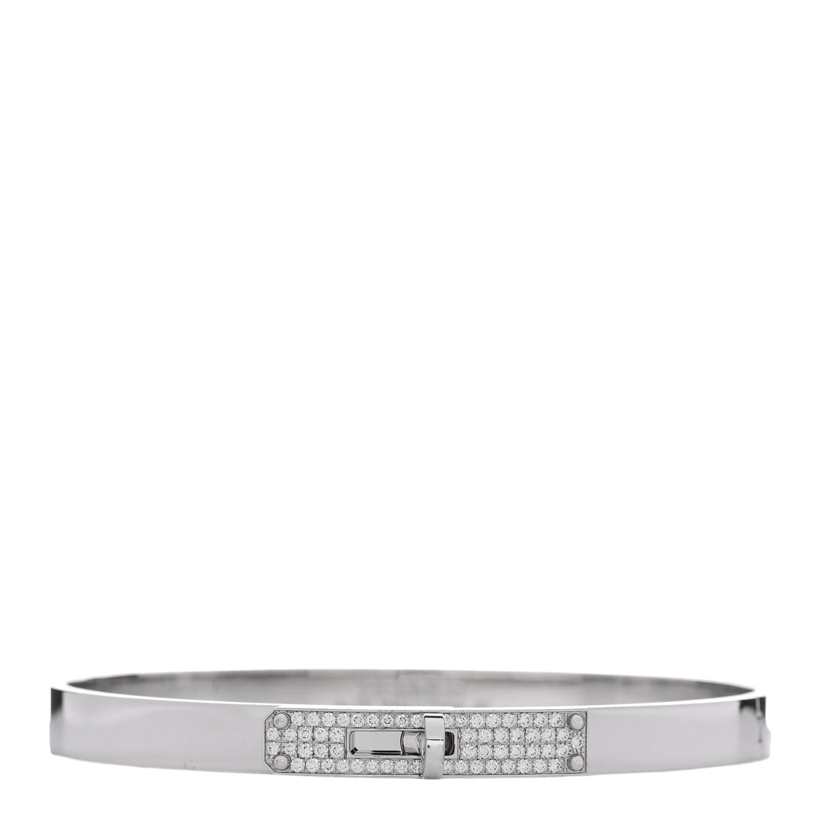 Hermes 18K White Gold Diamond PM Kelly Pave Bracelet ST 1 of 3
