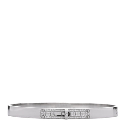 Hermes 18K White Gold Diamond PM Kelly Pave Bracelet ST 1 of 3