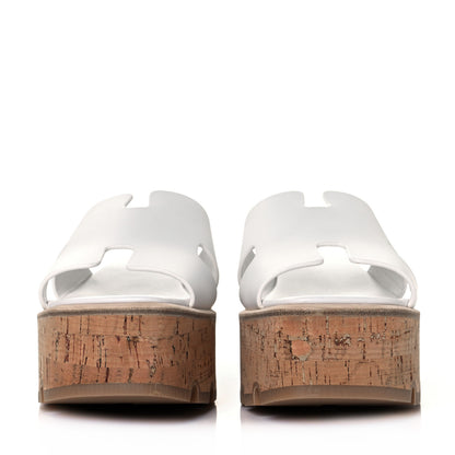 Hermes Calfskin Cork Eze 30 Sandals 38 White 2 of 9