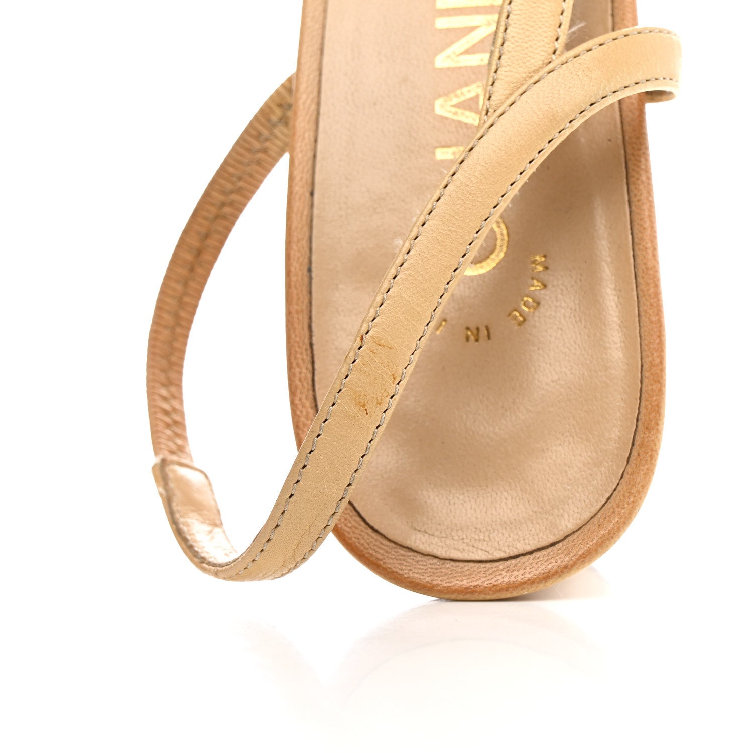 Chanel Goatskin Grosgrain Cap Toe CC Slingback Pumps 36 Beige Black 10 of 15