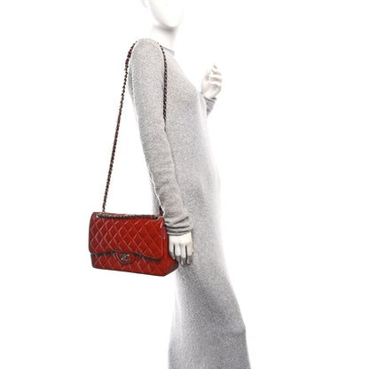 Chanel Patent Quilted Jumbo Double Flap Dark Red 2 of 10