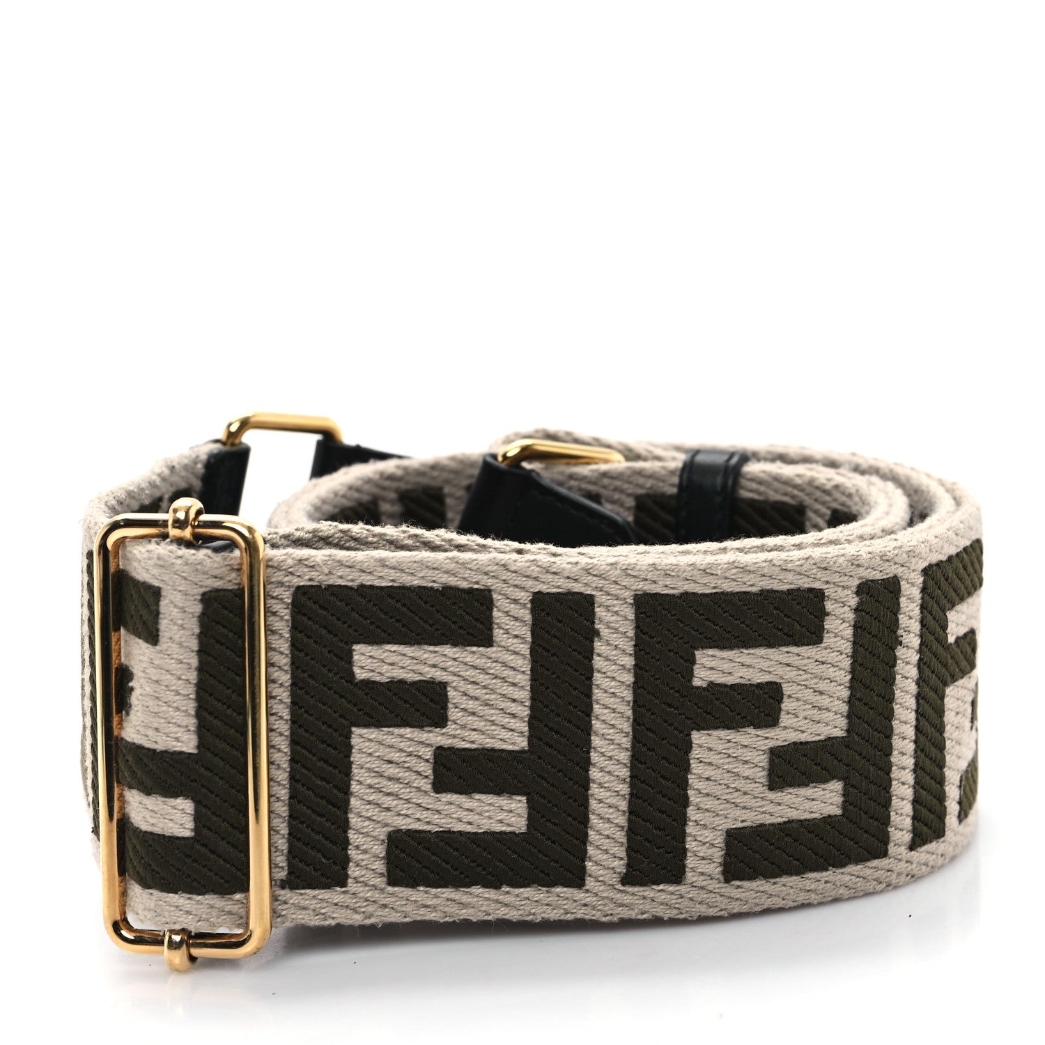 Fendi Ribbon Vitello Seta FF 1974 Adjustable Strap You Nube Military Chocolate 1 of 3