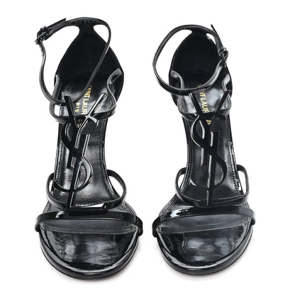 Saint Laurent Patent Cassandra 100 Ankle Strap Sandals 38.5 Black 3 of 11
