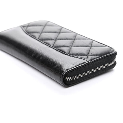 Chanel Aged Calfskin Quilted Small Gabrielle Zip Around Wallet Black 10 of 11