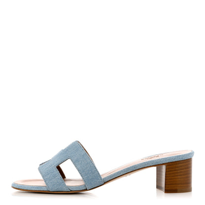 Hermes Denim Oasis Sandals 37 Bleu Clair 1 of 9