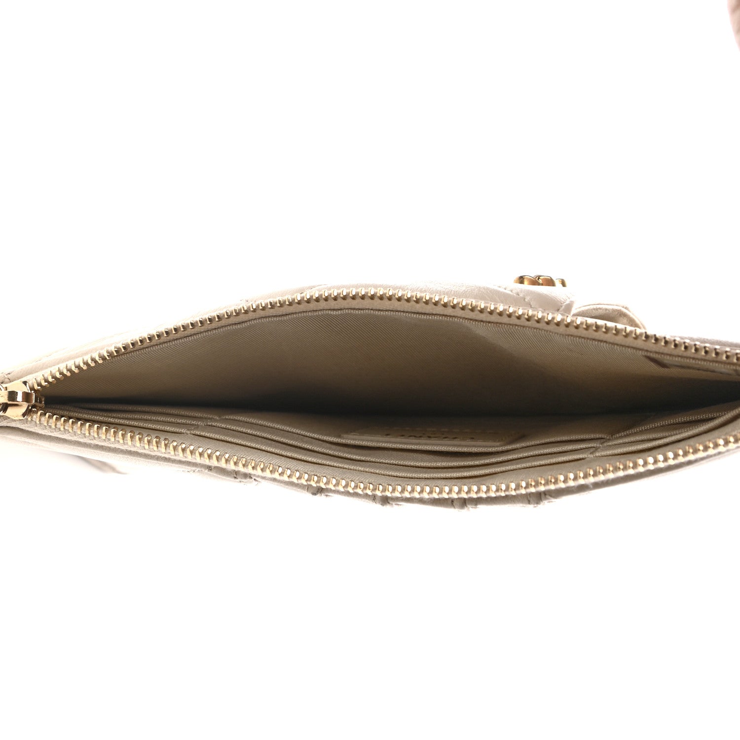 Chanel Shiny Goatskin Quilted Chanel 19 Flat Wallet Pouch Light Beige 5 of 8