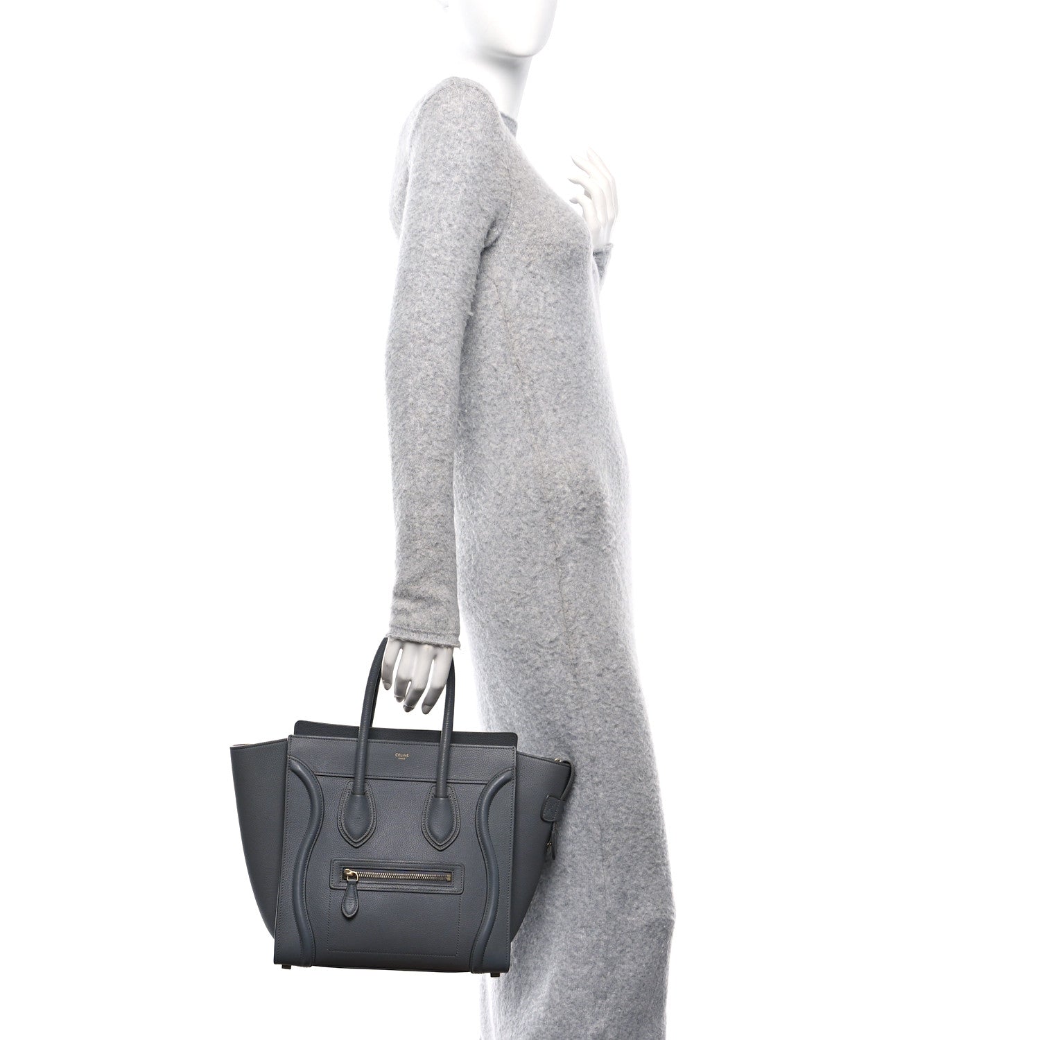 Celine Baby Drummed Calfskin Micro Luggage Kohl 2 of 10