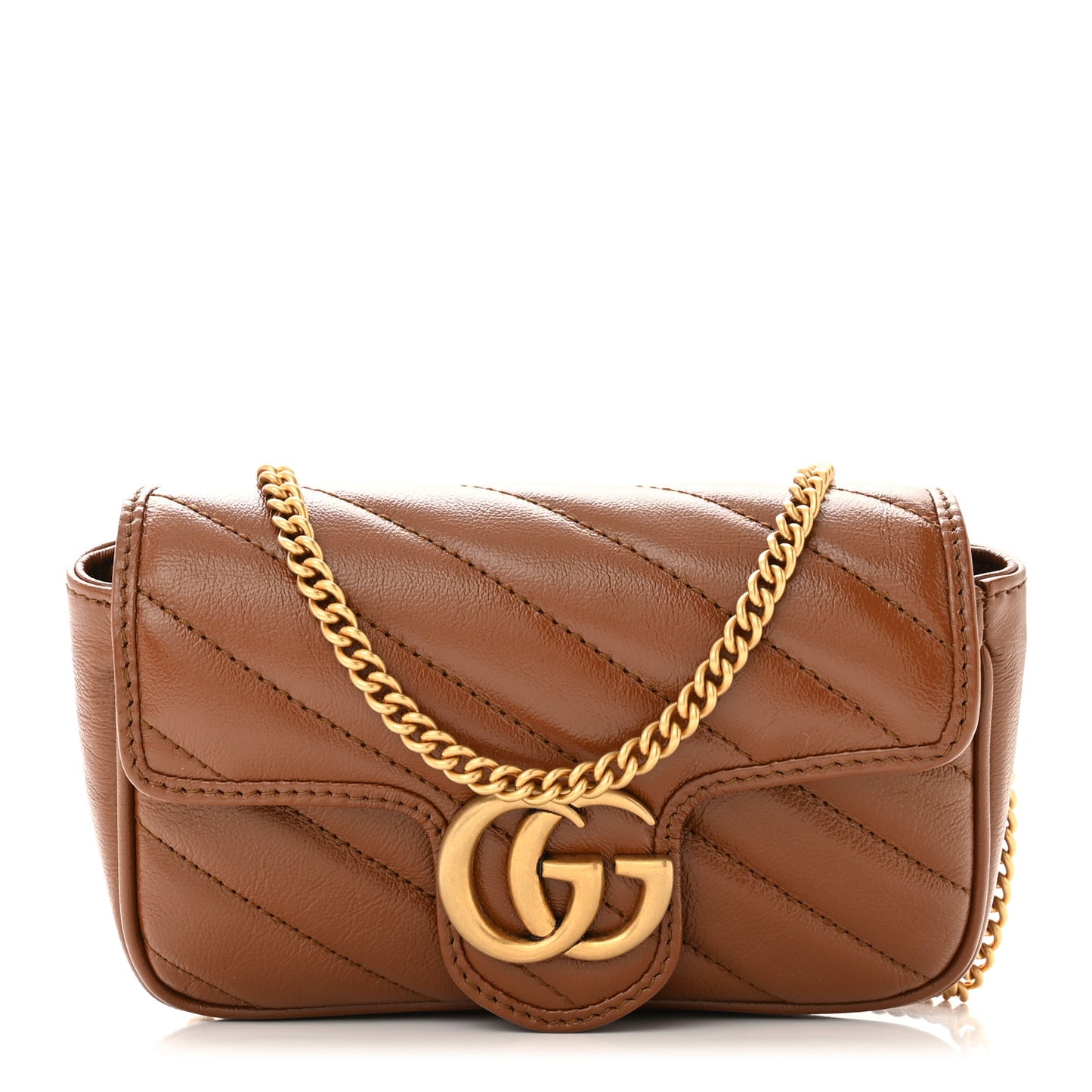 Azalea Calfskin Matelasse Diagonal Super Mini GG Marmont Shoulder Bag Cuir