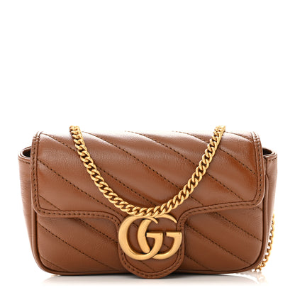 Gucci Azalea Calfskin Matelasse Diagonal Super Mini GG Marmont Shoulder Bag Cuir 1 of 11