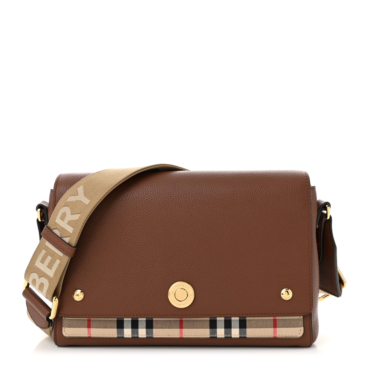 Calfskin Vintage Check Note Crossbody Bag Tan