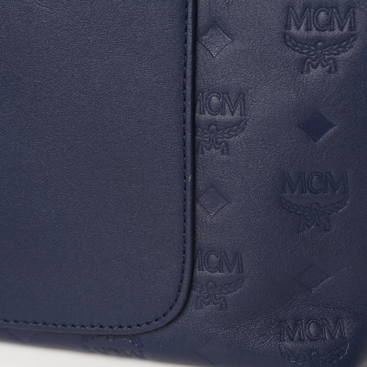 MCM Calfskin Ottomar Monogram Medium Klara Hobo Navy Blue 11 of 13